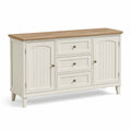 Aparador de madera MDF lacado blanco con encimera de roble 140x40x80 cm