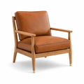 Sillón de roble y cuero sintético marrón 75x80x85 cm