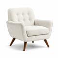 Sillón de madera y tapizado en poliéster crema 85x90x78 cm