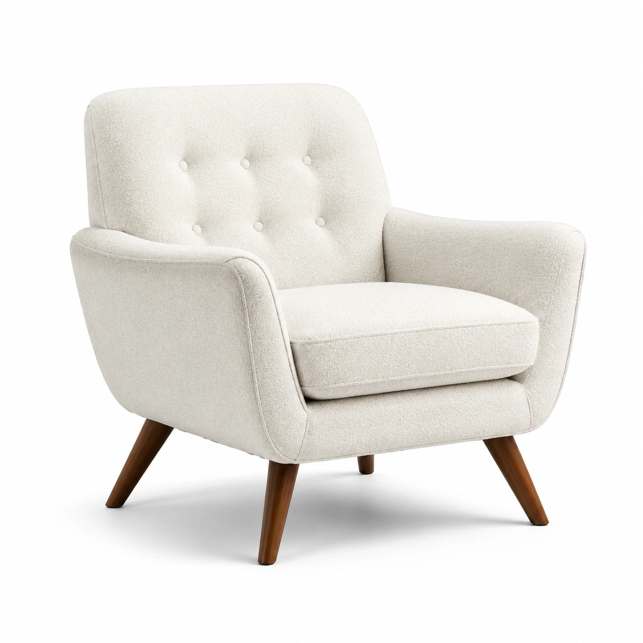 Sillón de madera y tapizado en poliéster crema 85x90x78 cm