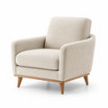 Sillón de tela beige con patas de madera 85x90x80 cm