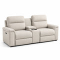 Sofá reclinable de 2 plazas en tela beige con portavasos