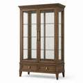 Vitrina de roble con puertas de vidrio templado y cajones