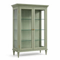 Armario Vitrina de Madera Verde con Puertas de Vidrio
