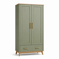 Armario de madera MDF verde con dos puertas y un cajón