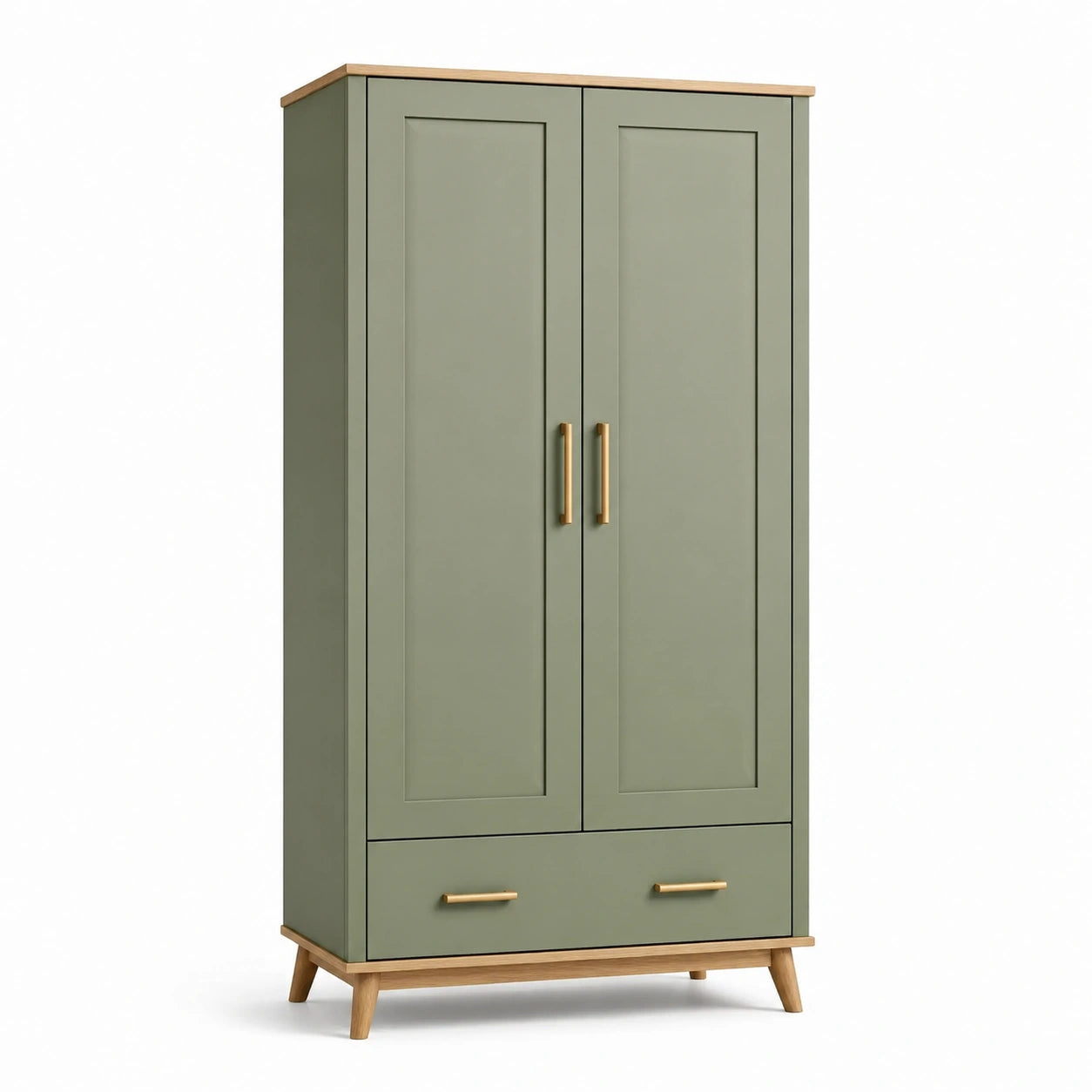 Armario de madera MDF verde con dos puertas y un cajón