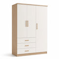 Armario de melamina blanco y madera clara 200x150x60 cm
