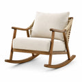 Mecedora de madera con cojines de lino beige