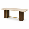 Mesa de mármol y madera 200x90x75 cm
