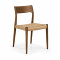 Silla de madera de nogal y asiento de cuerda natural