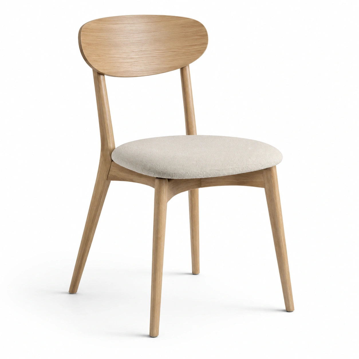 Silla de madera de roble con asiento de poliéster beige