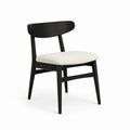 Silla de comedor de madera con asiento de poliéster beige
