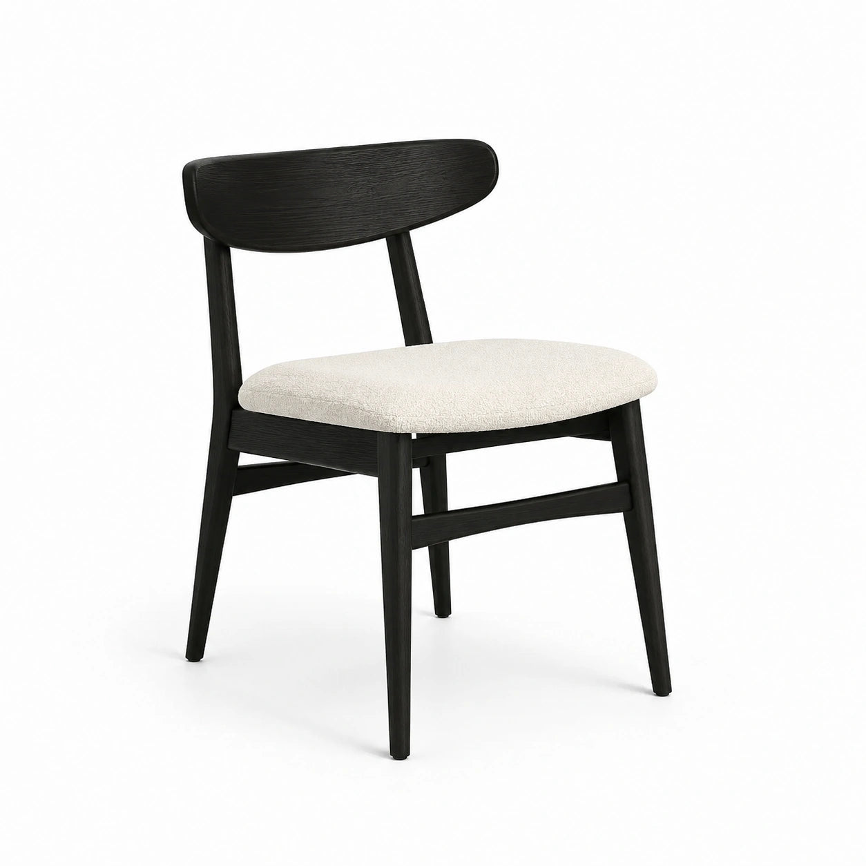 Silla de comedor de madera con asiento de poliéster beige
